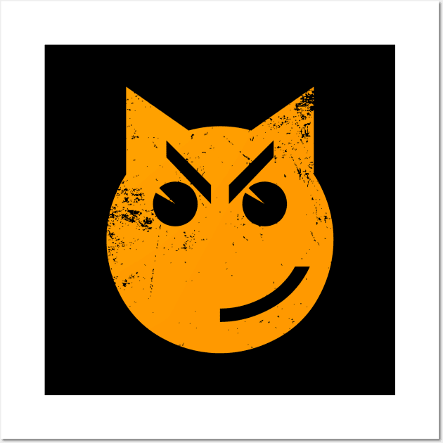 Smirking Grunge Cat Emoji Wall Art by tinybiscuits